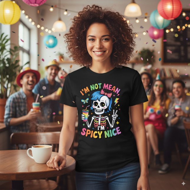Sassy Skeleton Rainbow Spicy Nice Attitude Humour T-Shirt (Creator Uploaded)