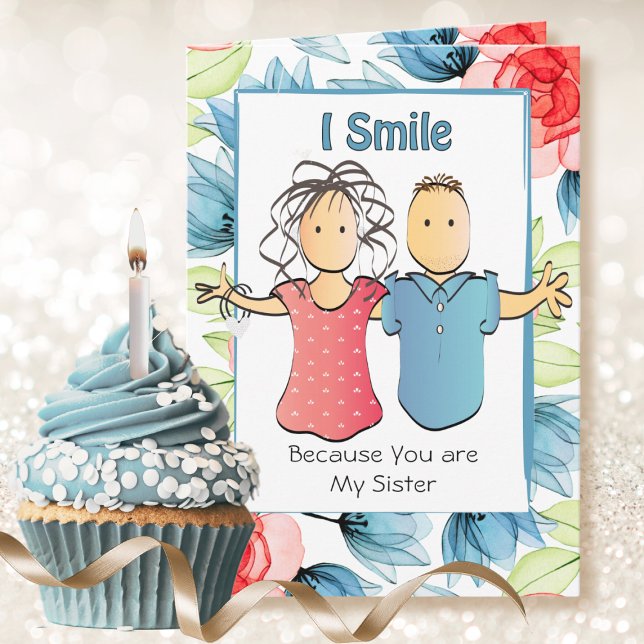 Sassy Snarky Sister Cartoon Funny Saying Birthday Card (Creator Uploaded)
