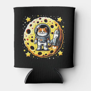 Sassy Space Cat - Astronaut on a Cheese Moon Quest Can Cooler