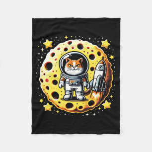 Sassy Space Cat - Astronaut on a Cheese Moon Quest Fleece Blanket