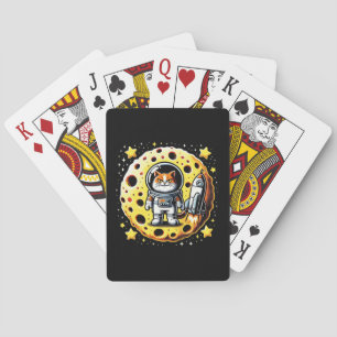 Sassy Space Cat - Astronaut on a Cheese Moon Quest Playing Cards