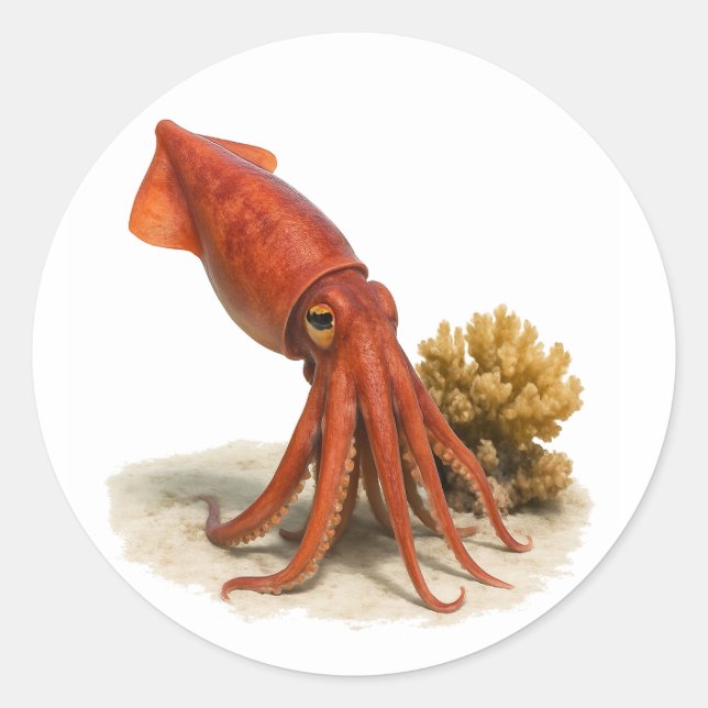 Sassy Squid on Patrol Classic Round Sticker (Front)