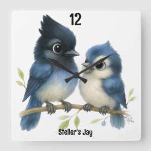 Sassy Steller's Jay Square Wall Clock
