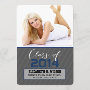 Sassy Stripes Graduation Announcement (navy)