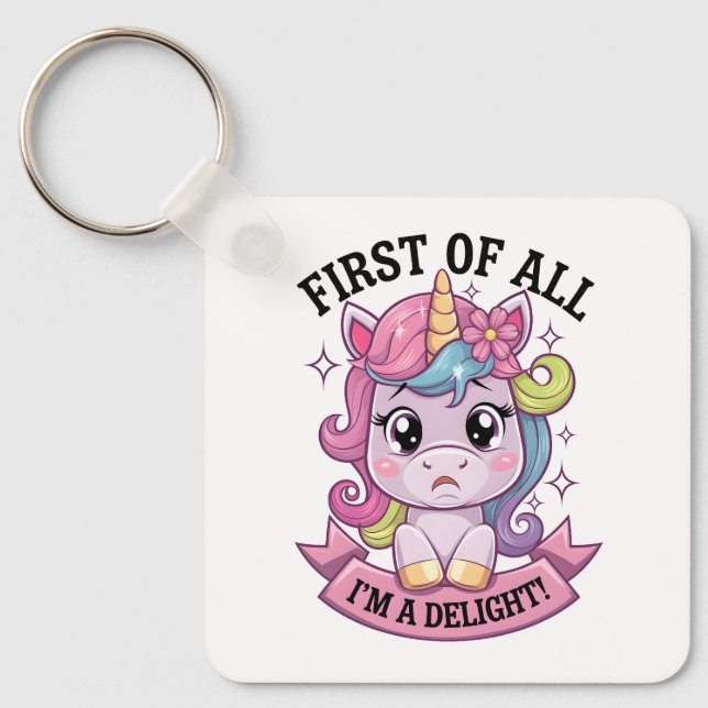 Sassy sulky unicorn key ring (Front)