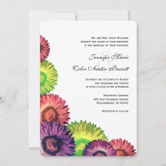 Sassy Summer Flowers Modern Wedding Invitation