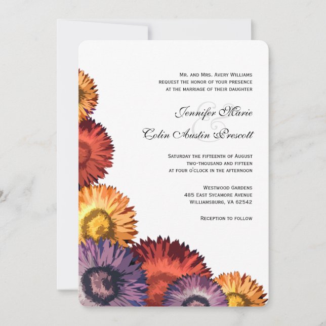 Sassy Summer Flowers Modern Wedding Invitation (Front)