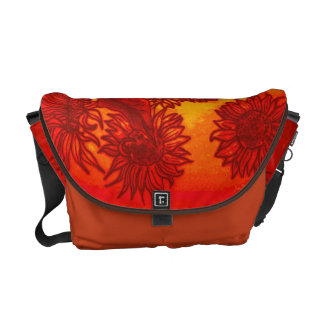 Sassy Sunflowers in Orange Courier Bag