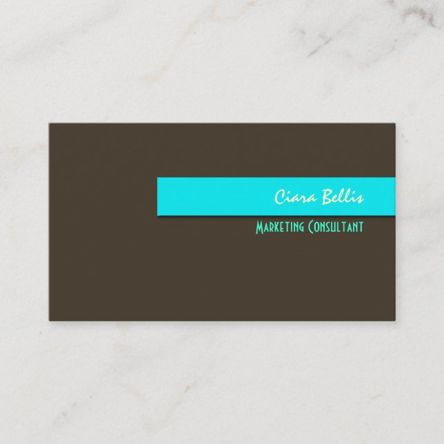 Sassy + trendy retro DIY colours/Dark Chocolate+Aq Business Card (Front)