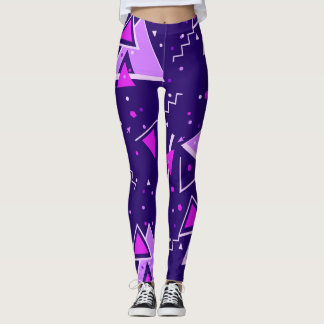 Sassy Triangles Vibrant 80s Purple Leggings