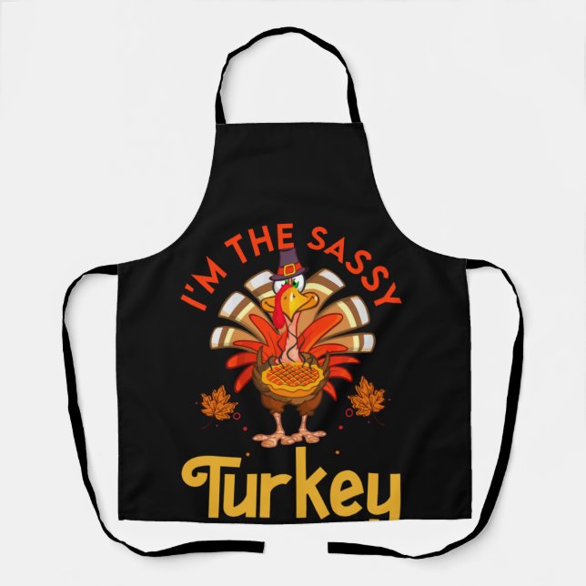 Sassy Turkey Matching Family Group Thanksgiving Apron (Front)