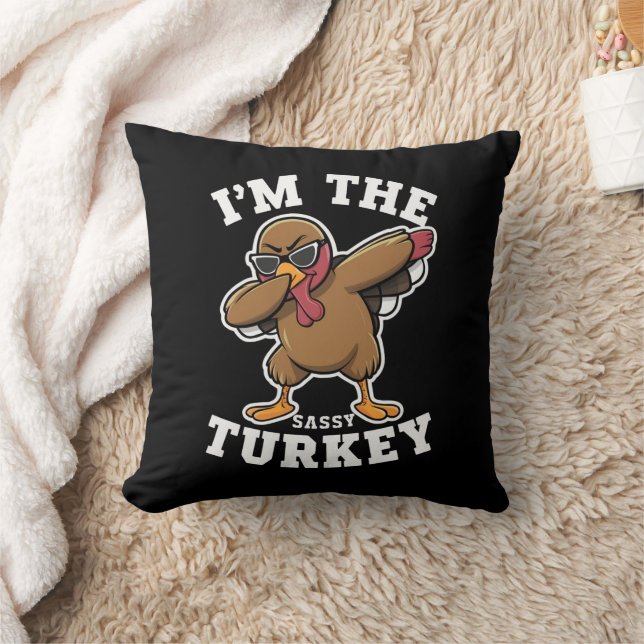 Sassy Turkey Matching Family Thanksgiving Party  Cushion (Blanket)