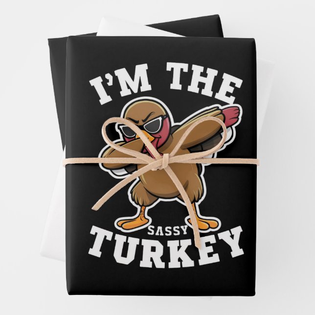 Sassy Turkey Matching Family Thanksgiving Party  Wrapping Paper Sheet (In situ)