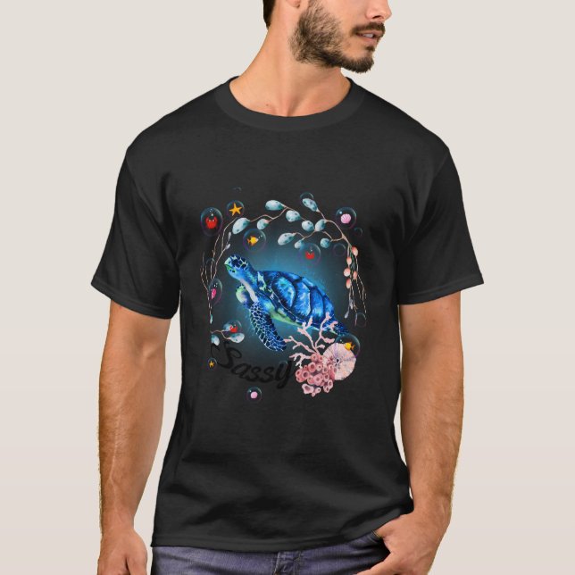 Sassy Turtle Ocean Creature Ocean T-Shirt (Front)