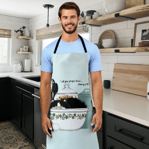 Sassy Tuxedo Cat Vintage Bowl Aqua Retro Kitchen  Apron