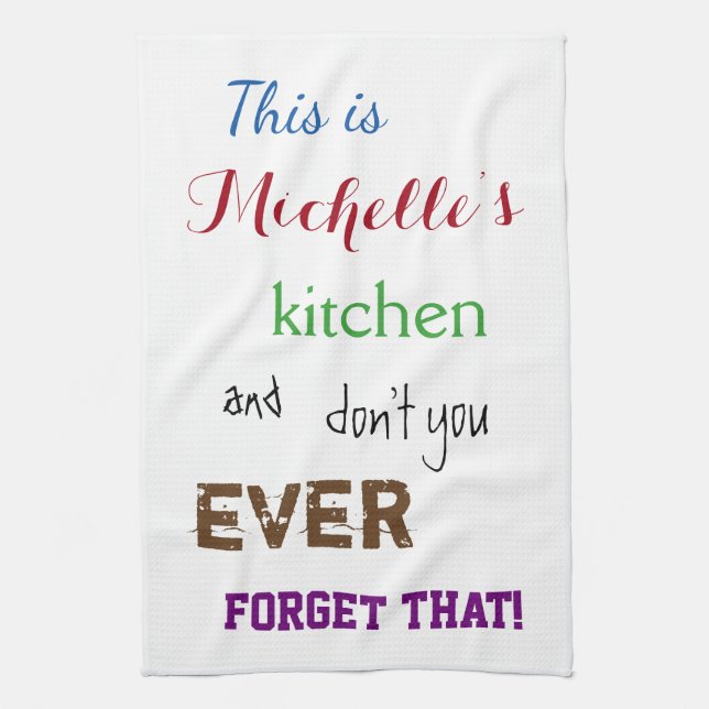 Sassy Typographic Custom Name Kitchen Towel (Vertical)