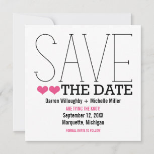 Sassy Typography Save the Date Invite, Pink