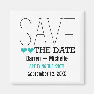 Sassy Typography Save the Date Magnet, Aqua Magnet