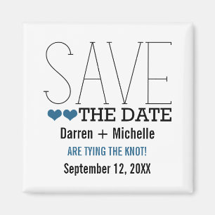 Sassy Typography Save the Date Magnet, Blue Magnet