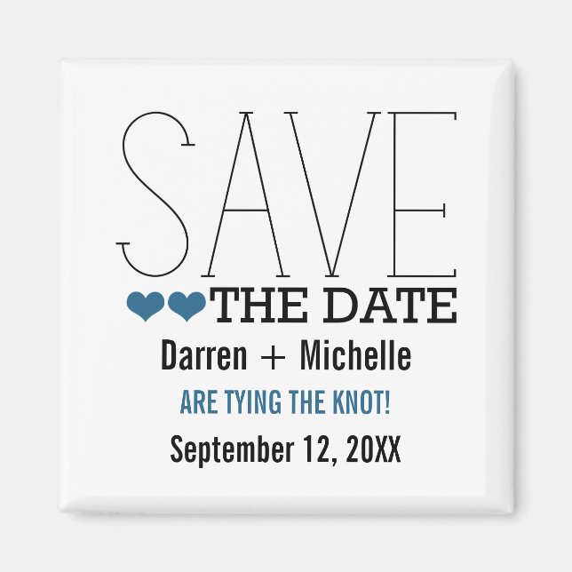 Sassy Typography Save the Date Magnet, Blue Magnet (Front)