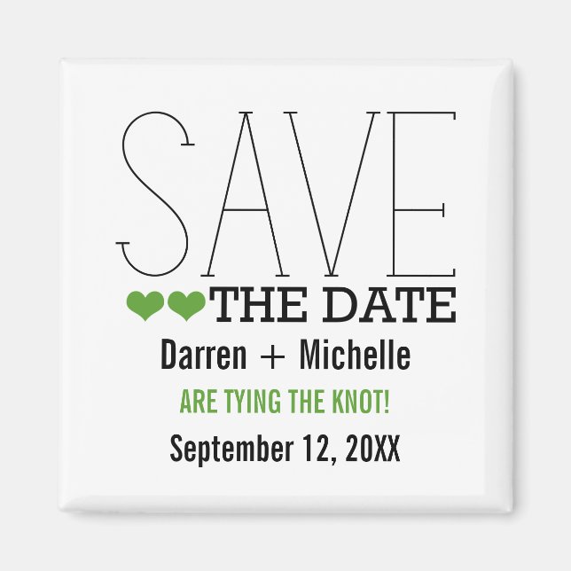Sassy Typography Save the Date Magnet, Green Magnet (Front)