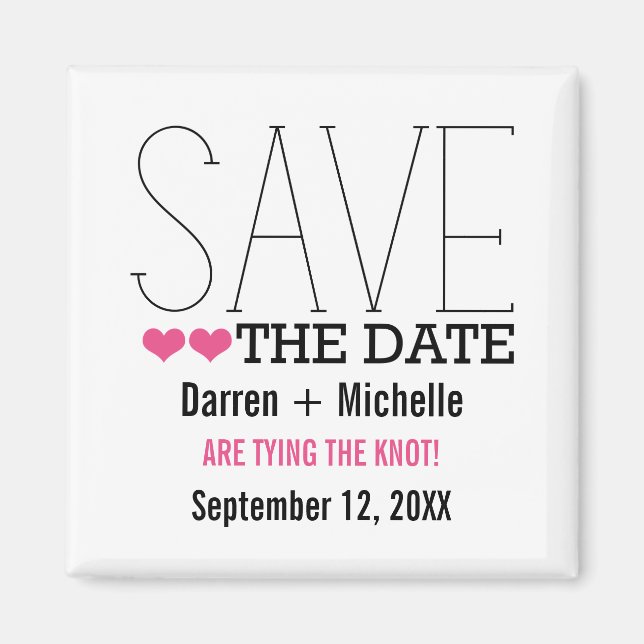 Sassy Typography Save the Date Magnet, Pink Magnet (Front)