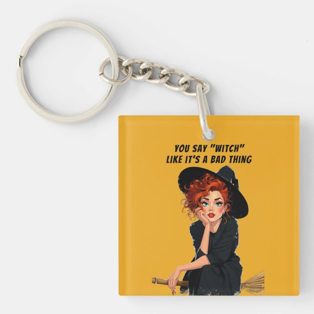 Sassy Witch Halloween Design Key Ring (Front)