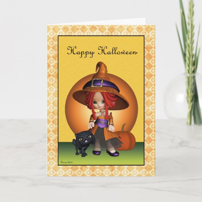Sassy Witch Happy Halloween Greeting Card (Front)