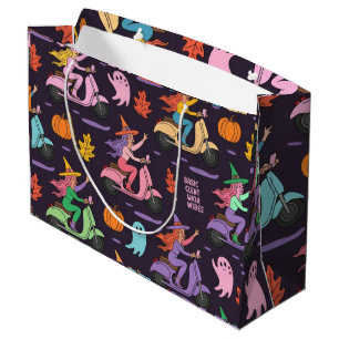 Sassy Witch Moped Pattern – Cute Pastel Witches Large Gift Bag
