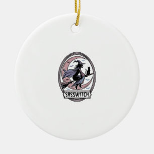 Sassy Witch Shirt Vintage Halloween Art_1 Ceramic Ornament