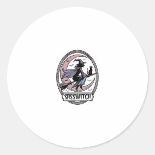 Sassy Witch Shirt Vintage Halloween Art_1 Classic Round Sticker