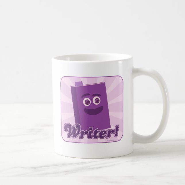 Sassy Writer Purple Happy Book Cartoon Coffee Mug (Right)