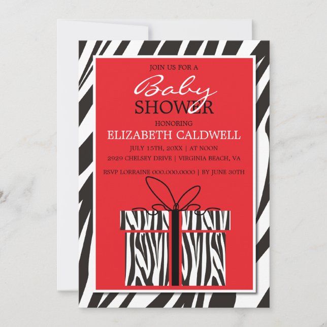 Sassy Zebra Baby Shower Invitation (Front)
