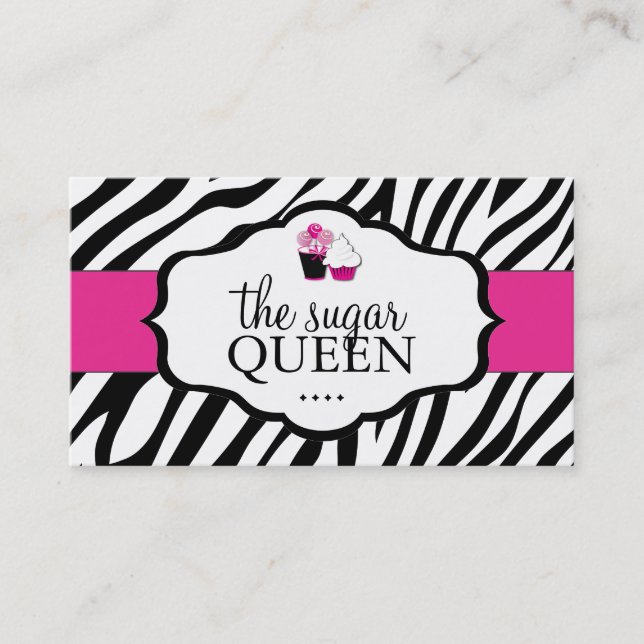 Sassy Zebra Cupcake Business Card (Front)