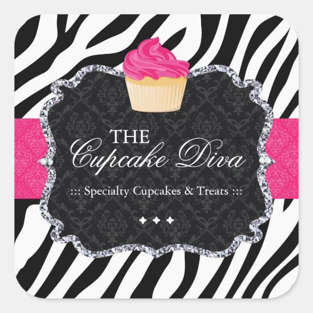 Sassy Zebra Cupcake - Packaging Stickers (Front)