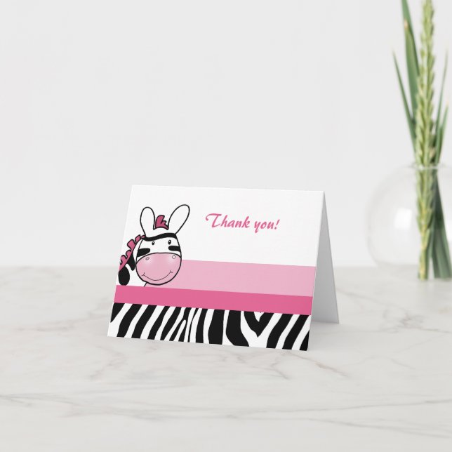 Sassy Zebra Diva Stripe Folded Thank you note Card (Front)