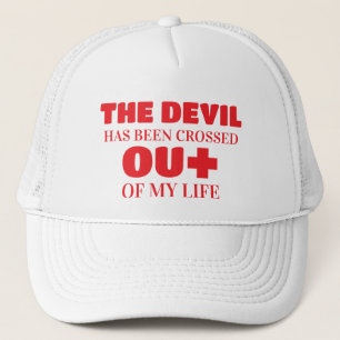 Satan crossed out, Jesus in Trucker Hat