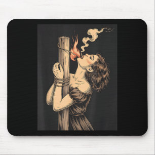 Satan Devil Hell Witch With Flames Cigarette Occul Mouse Pad