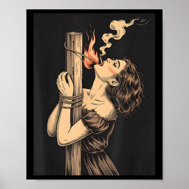 Satan Devil Hell Witch With Flames Cigarette Occul Poster (Front)