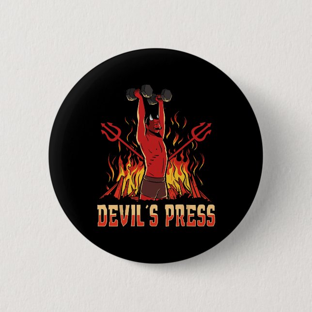 Satan Devil's Press Bodybuilding  6 Cm Round Badge (Front)