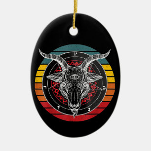 Satan Goat, Goat Gift Ceramic Ornament