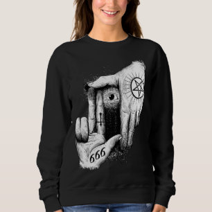 Satan is Watching you 666 Occult Baphomet Goat Sat Sweatshirt