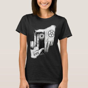Satan is Watching you 666 Occult Baphomet Goat Sat T-Shirt