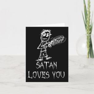 Satan Loves You Halloween Costume Word Design  Card