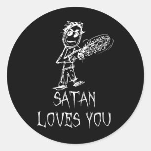 Satan Loves You Halloween Costume Word Design Classic Round Sticker