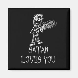 Satan Loves You Halloween Costume Word Design Magnet