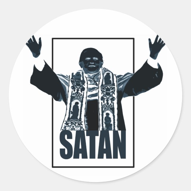 SATAN Pope Classic Round Sticker (Front)