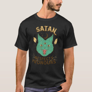 Satan Respects Pronouns Cat T-Shirt