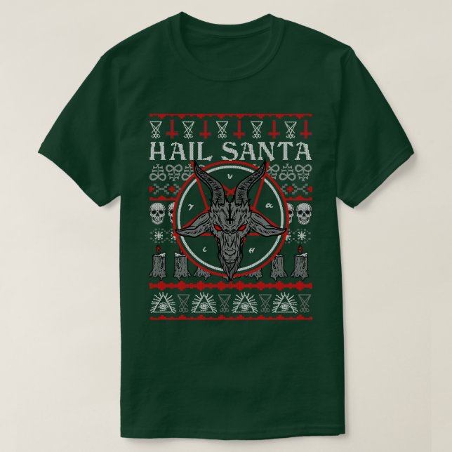 Satanic Christmas Hail Santa Ugly Sweater (Design Front)