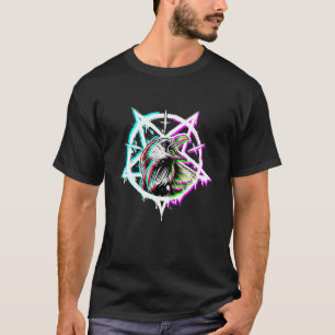 Satanic Crow Pentagram Vaporwave Occult Satan Rave T-Shirt